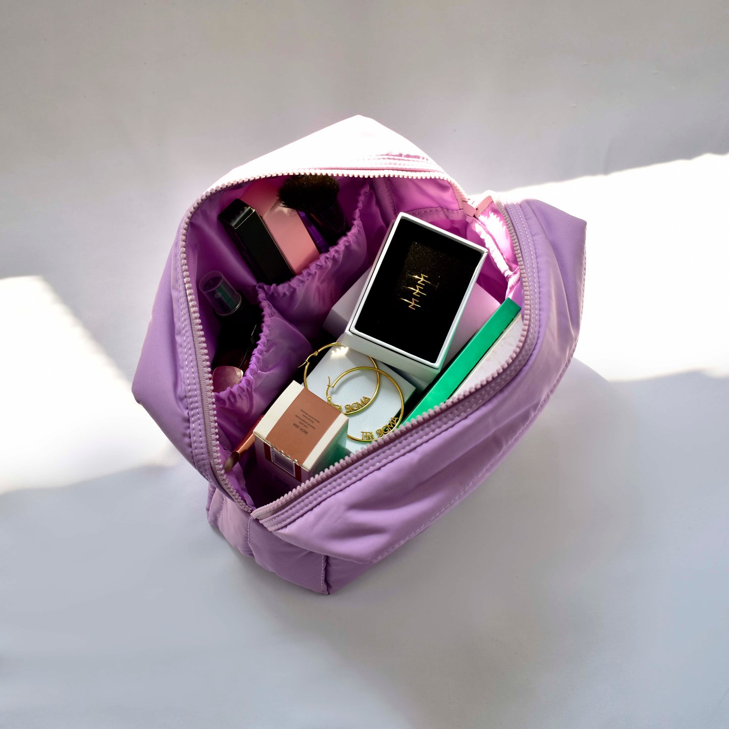 Tri Sigma Makeup Bag - Puffer Style with Sorority Letters