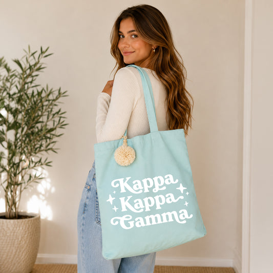 Kappa Kappa Gamma Retro Pom Pom Tote Bag