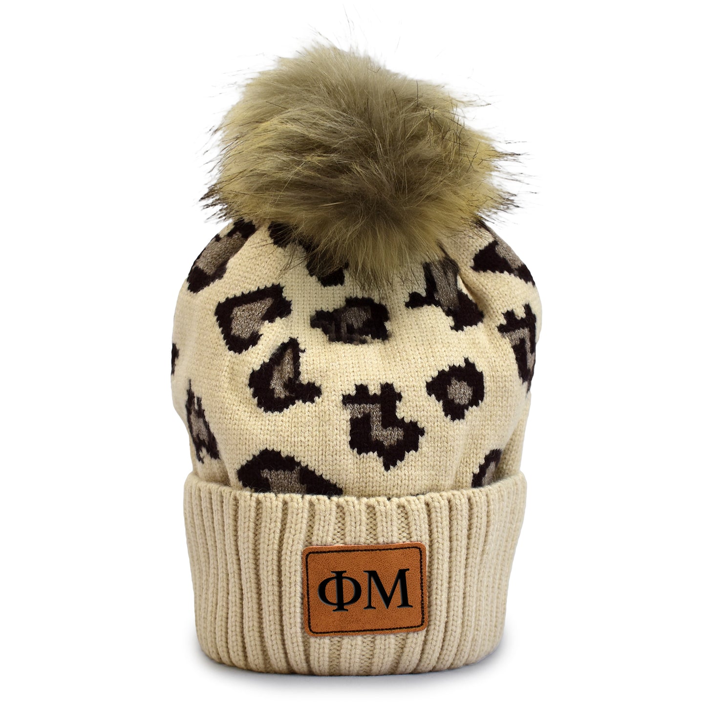 Phi Mu Leopard Design Beanie Hat