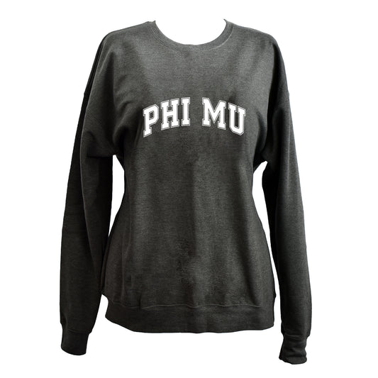 Phi Mu Sweatshirt- Crewneck Varsity Letters Design
