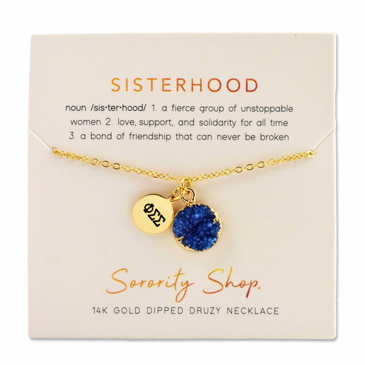 Phi Sigma Sigma Sisterhood Druzy Necklace