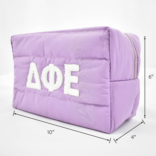 Sigma Kappa Makeup Bag - Puffer Style with Sorority Letters