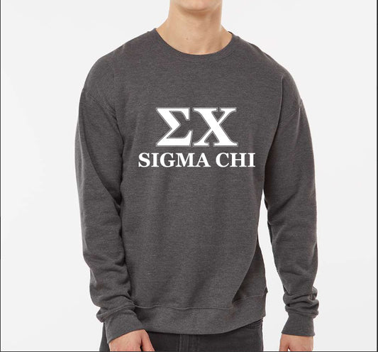 Sigma Chi Sweatshirt- Crewneck Fraternity Varsity Letters Design