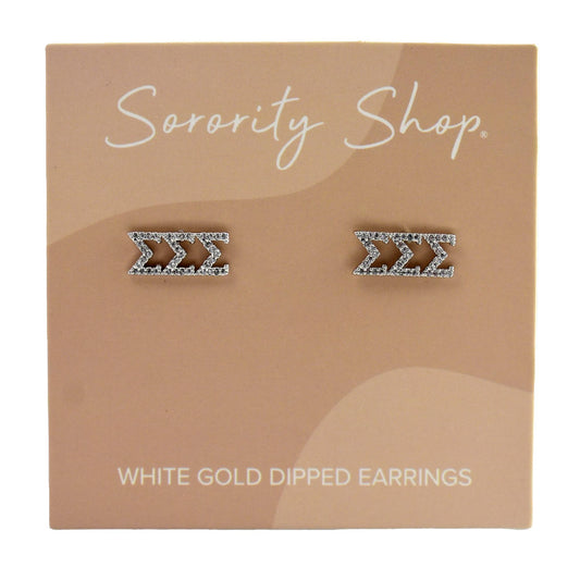 Sigma Sigma Sigma White Gold Plated Stud Earrings