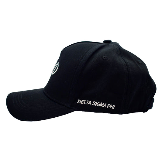 Delta Sigma Phi Baseball Cap- Brushed Cotton 5-Panel Black Hat