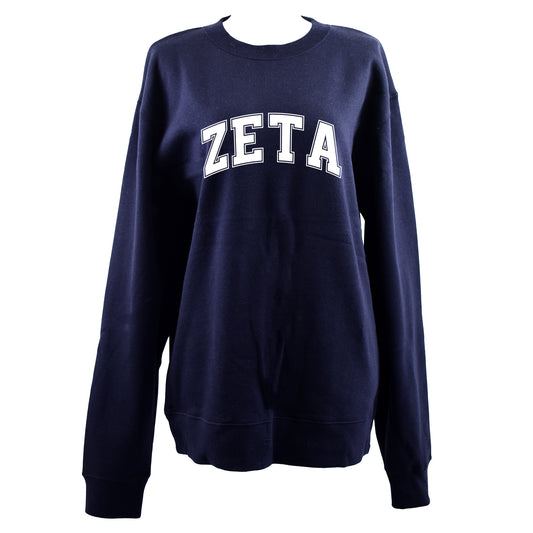 Zeta Tau Alpha Sweatshirt- Crewneck Varsity Letters Design