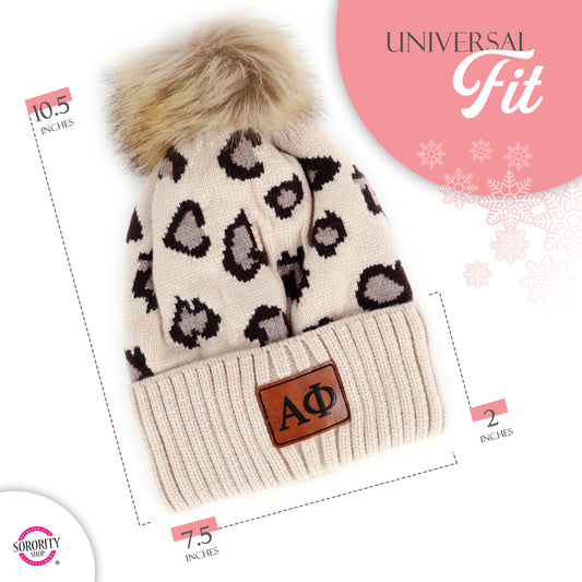Phi Sigma Sigma Leopard Design Beanie Hat