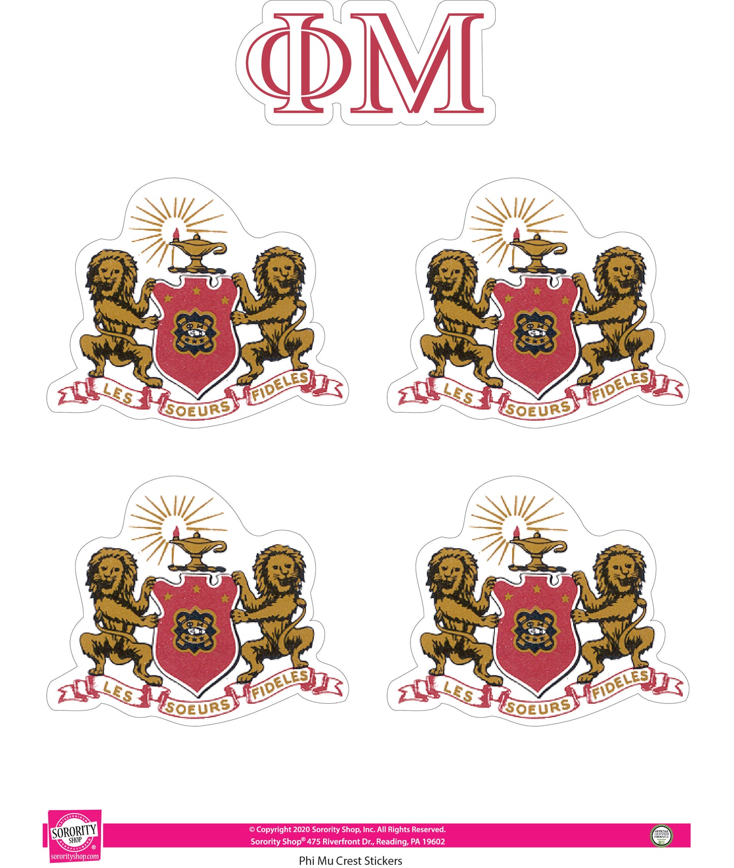 Phi Mu Crest Sticker Sheet