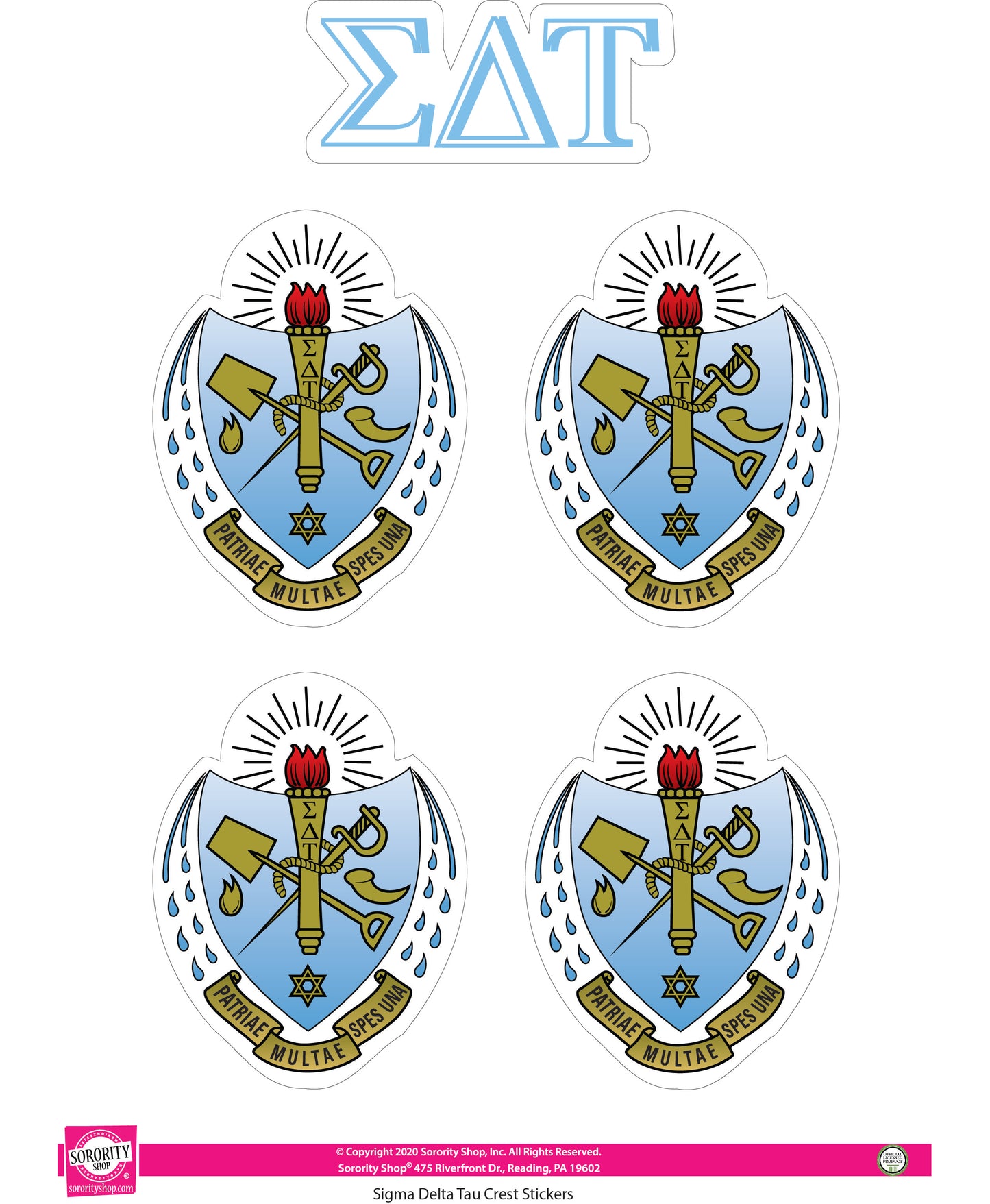 Sigma Delta Tau Crest Sticker Sheet
