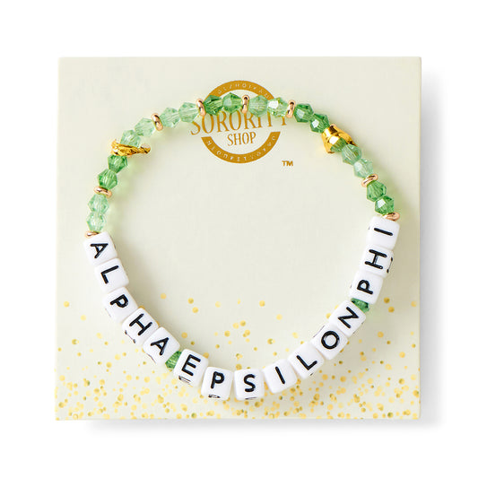 Alpha Epsilon Phi Bracelet With Glass Beads and 18K Gold Accent Beads