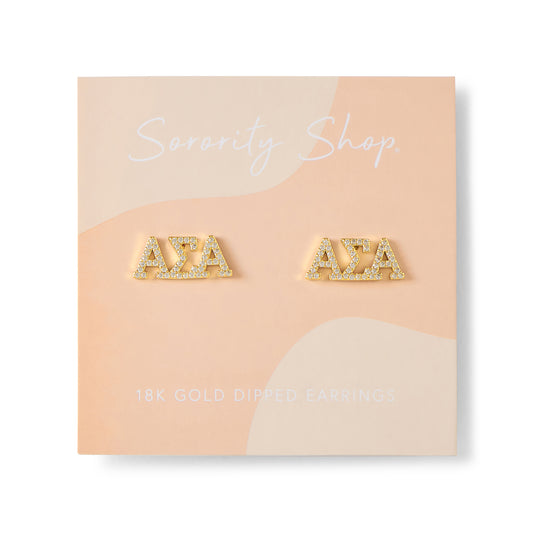 Alpha Sigma Alpha 18k Gold Plated Stud Earrings