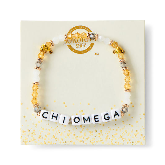 Chi Omega Bracelet With Glass Beads and 18K Gold Accent Beads