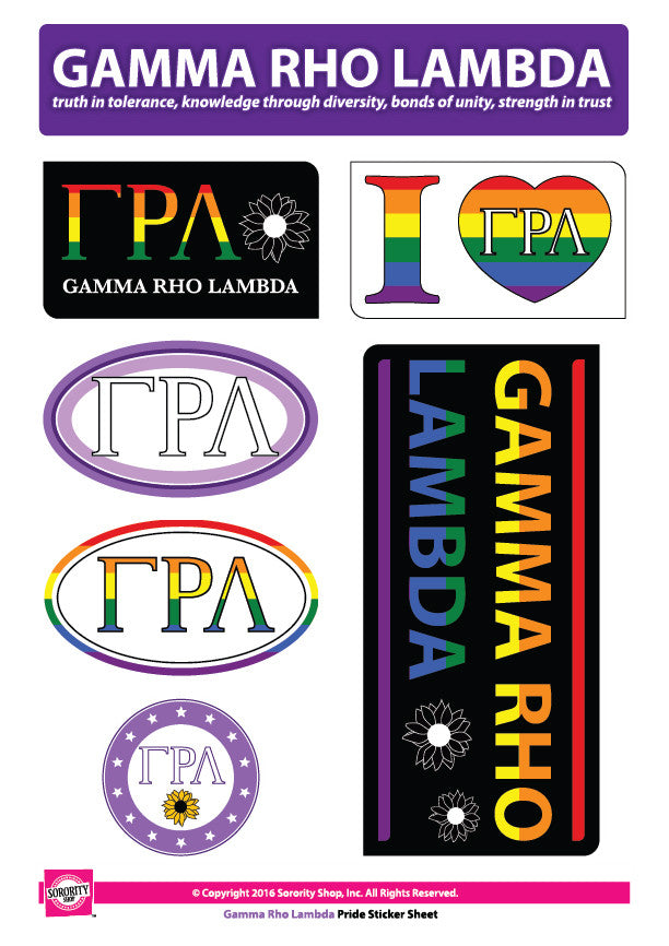 Gamma Rho Lambda - Sticker Sheet - Pride Stickers