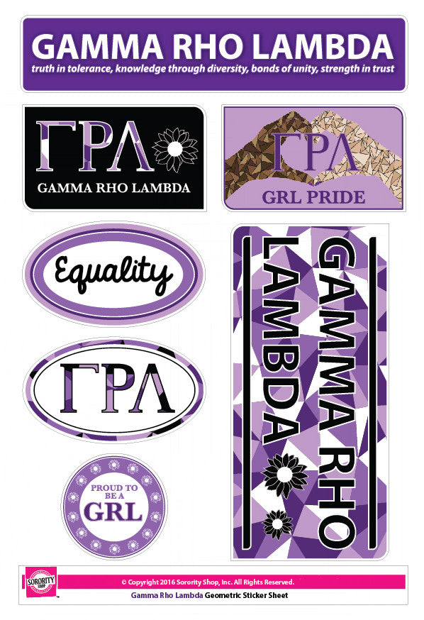 Gamma Rho Lambda - Sticker Sheet - Geometric Stickers