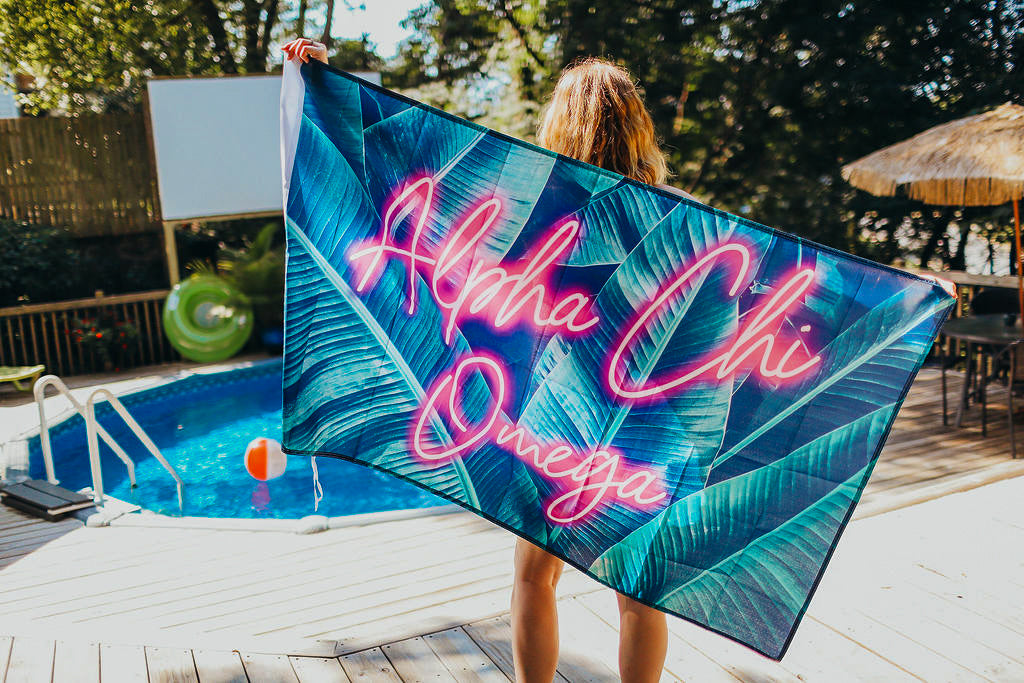 Alpha Chi Omega Neon Palm Flag