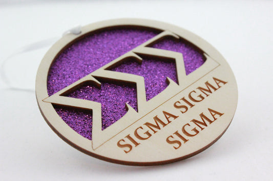 Sigma Sigma Sigma - Laser Carved Ornament - 3" Round