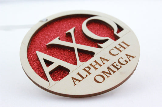 Alpha Chi Omega - Laser Carved Ornament - 3" Round
