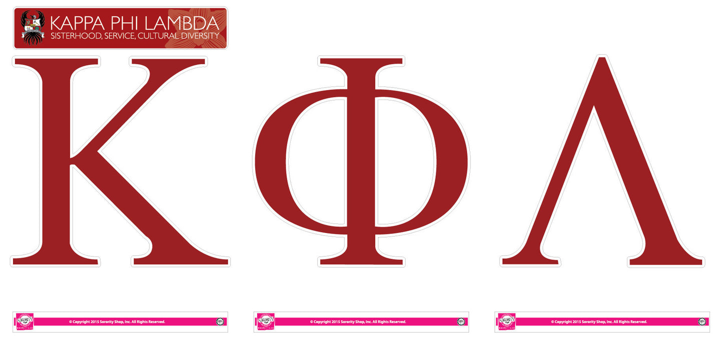 Kappa Phi Lambda <br> Jumbo Letter Decals