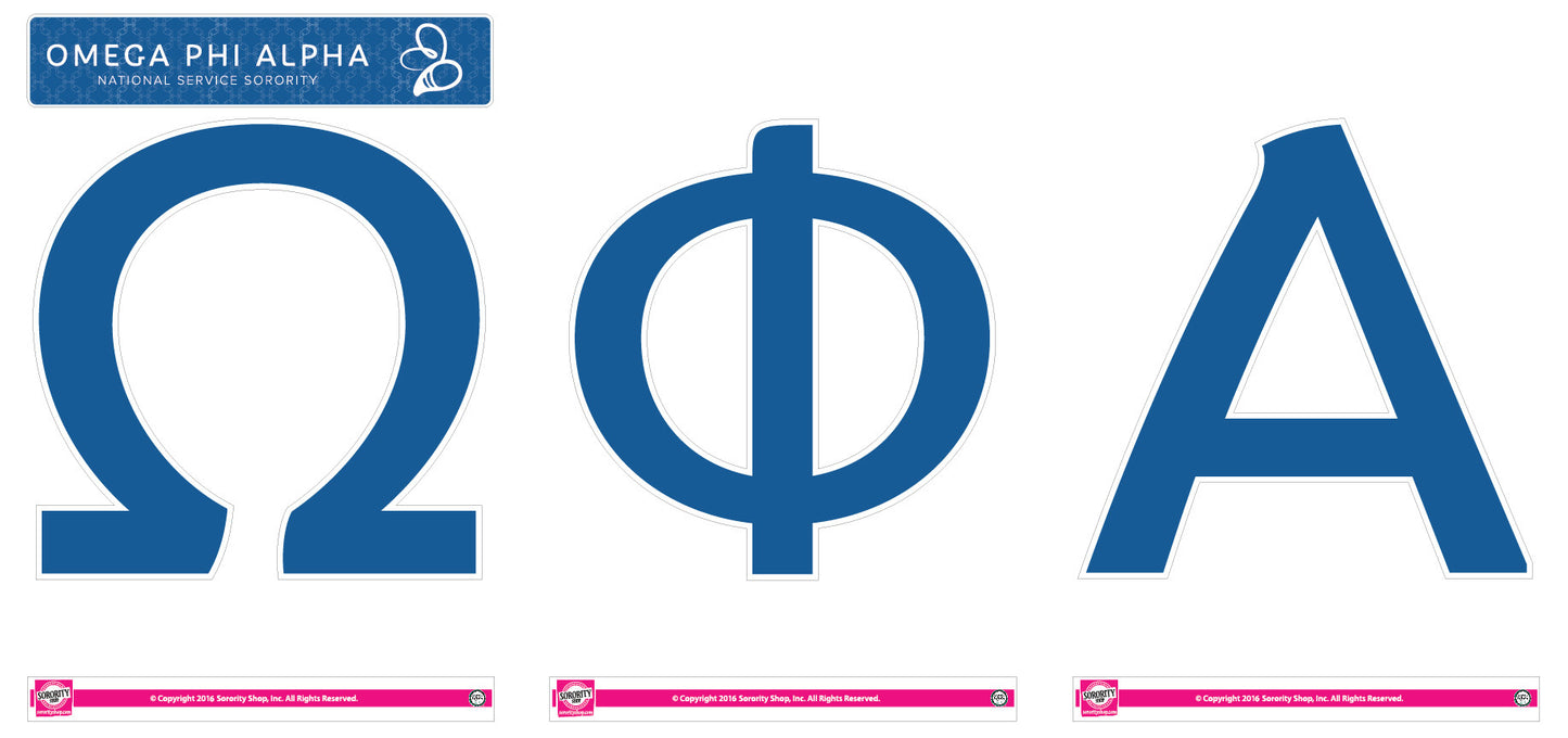 Omega Phi Alpha <br> Jumbo Letter Decals