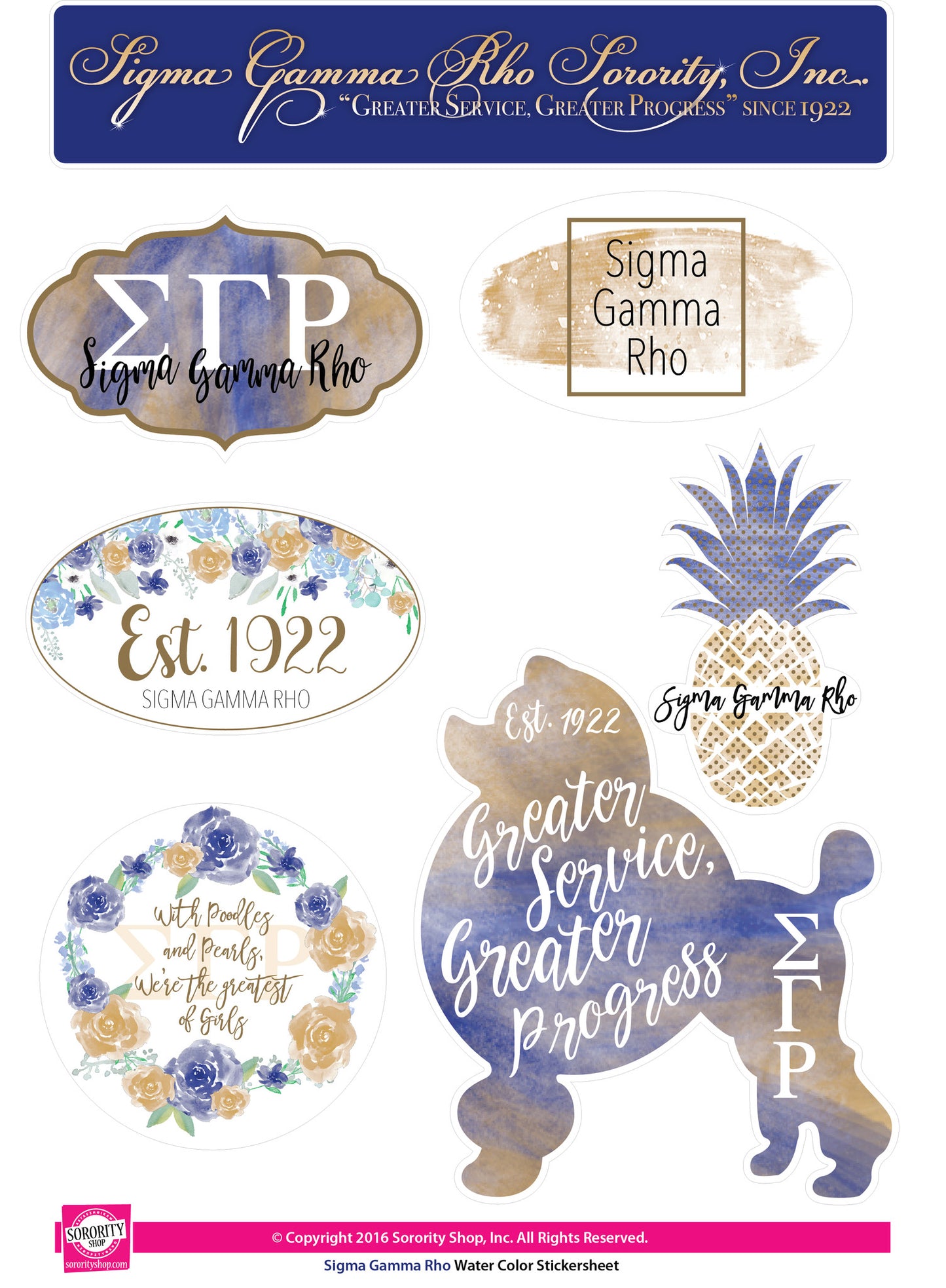 Sigma Gamma Rho Water Color stickers