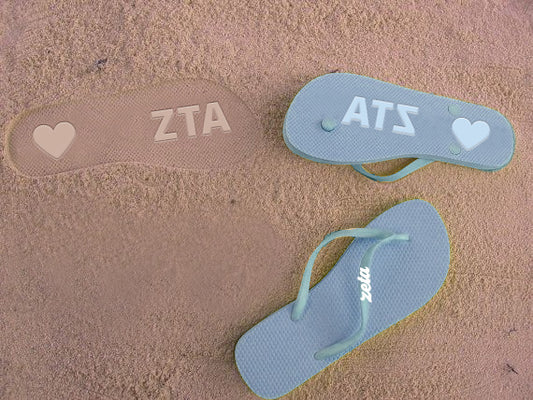 Zeta Tau Alpha Flip Flops, With Greek Letter Cutouts