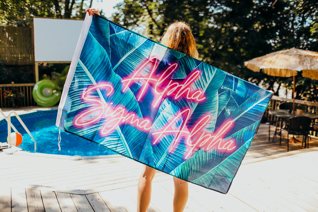 Alpha Sigma Alpha Neon Palm Flag
