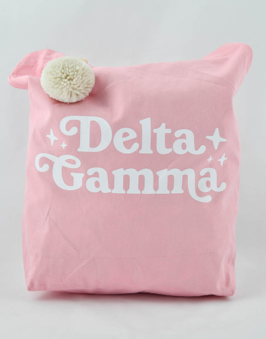 Delta Gamma Retro Pom Pom Tote Bag