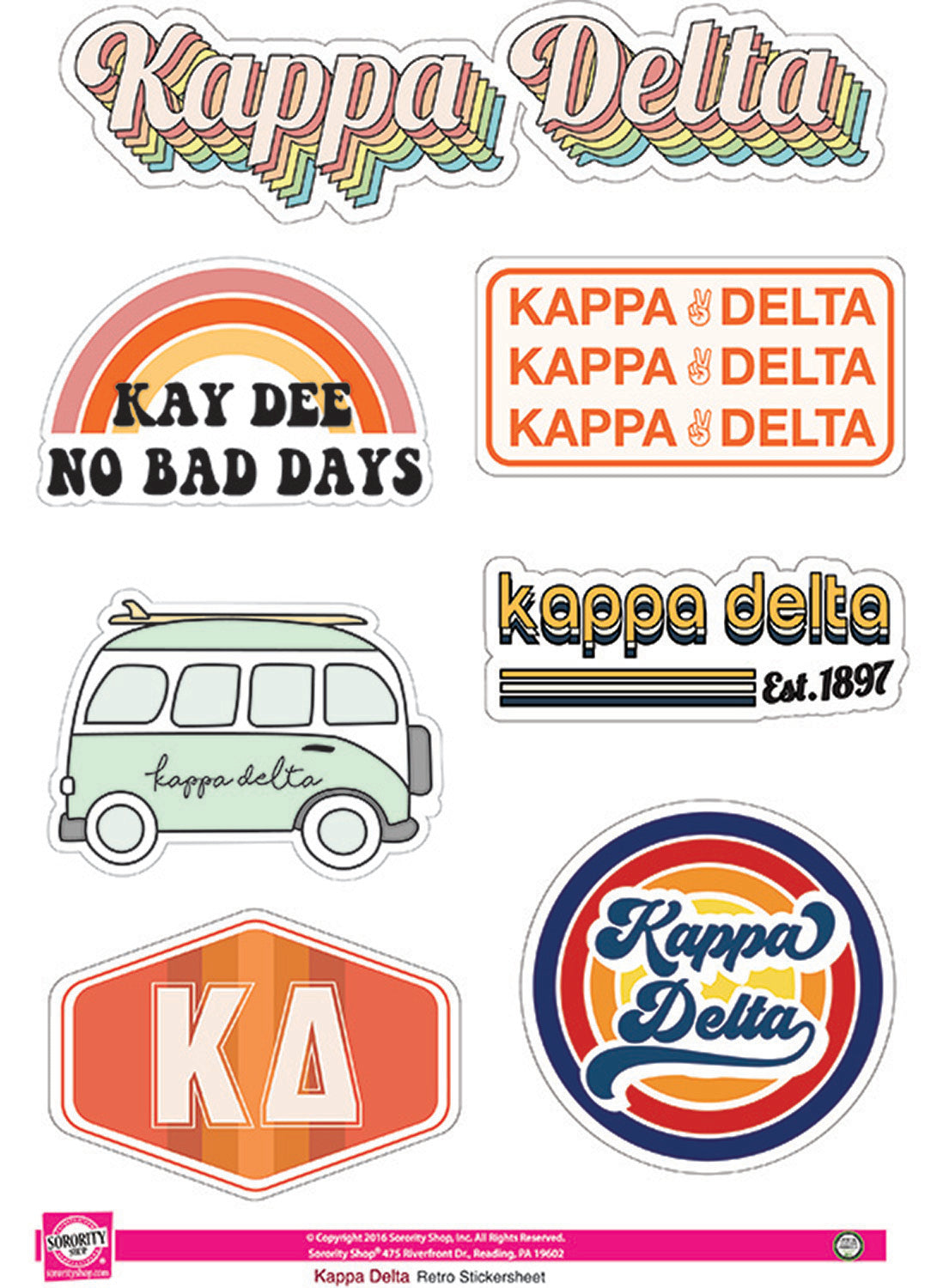 Kappa Delta Retro Sticker Sheet