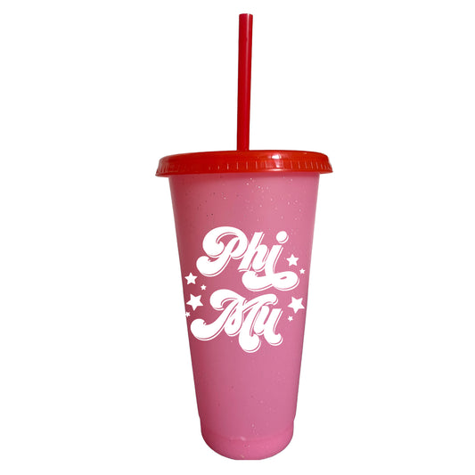 Phi Mu Glitter Color Changing Cup 4-Pack