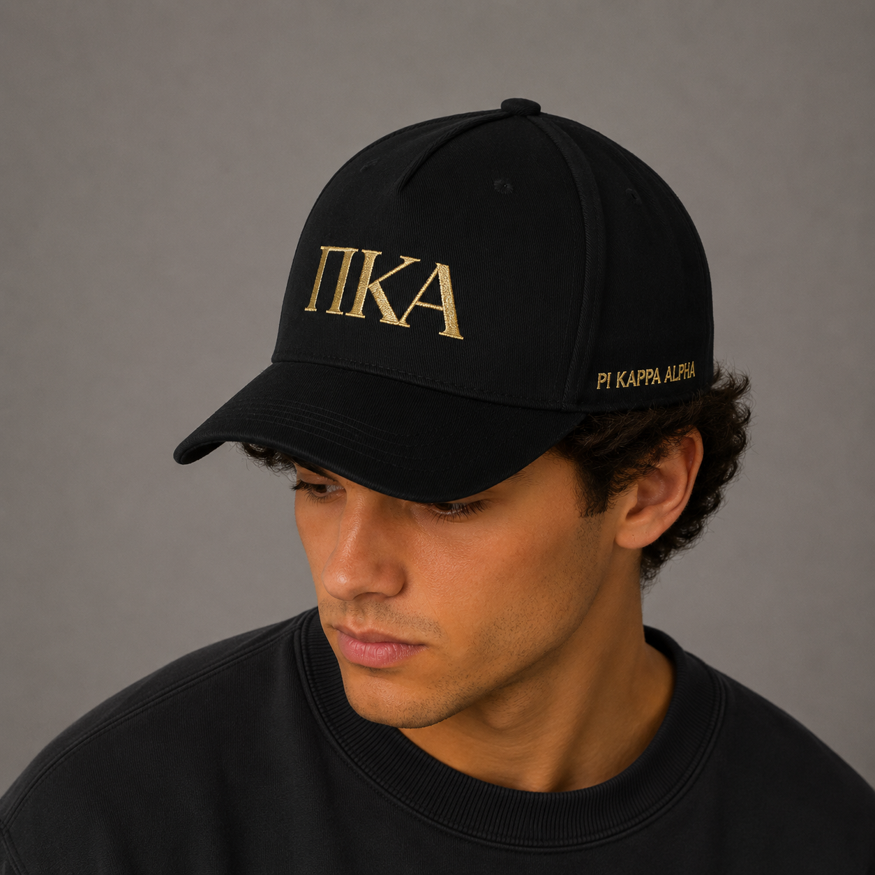 Fraternity Brushed Cotton 5-Panel Black Baseball Caps - Hats