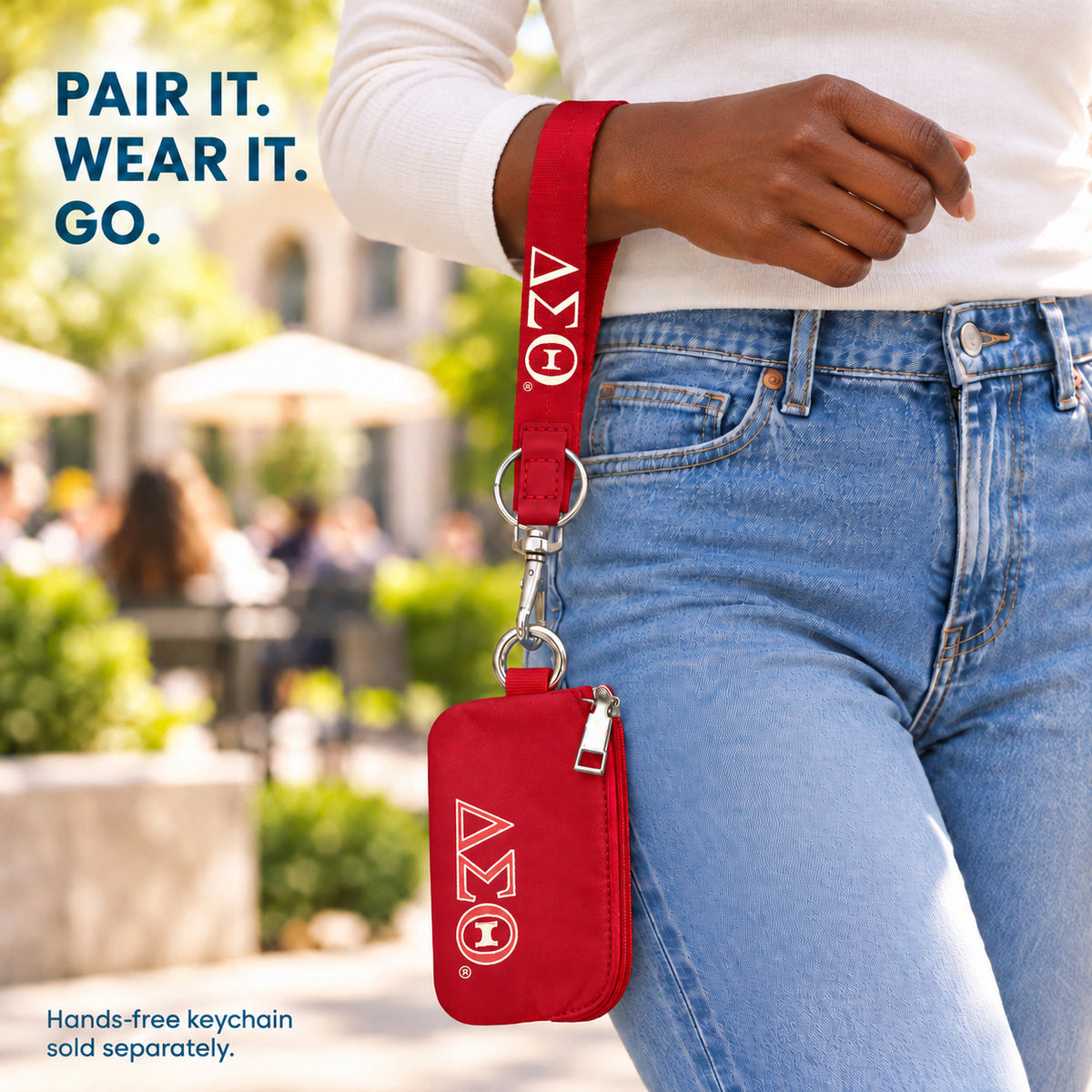 Delta Sigma Theta Zipper Wallet Pouch with Keyring