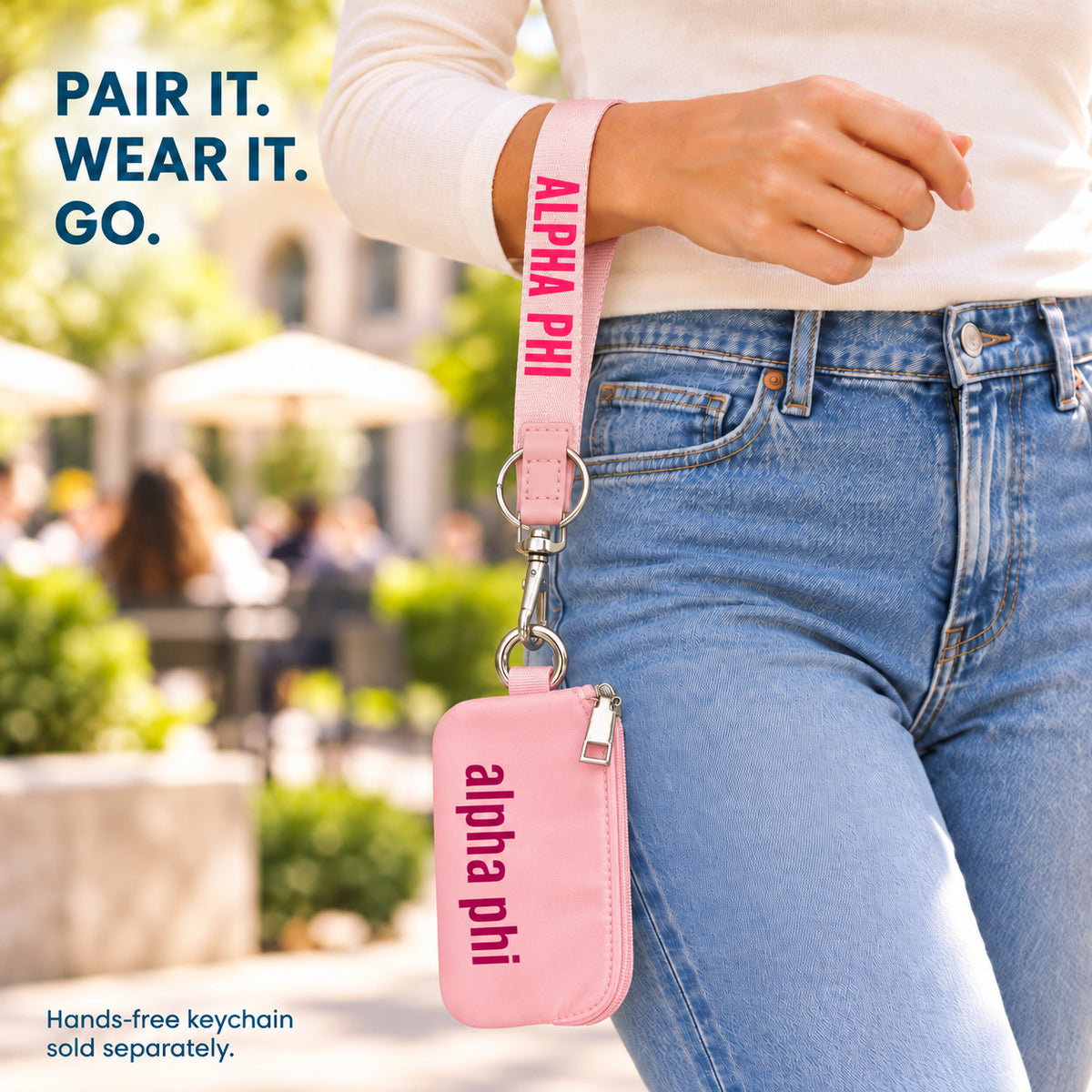 Alpha Phi Zipper Wallet Pouch with Keyring