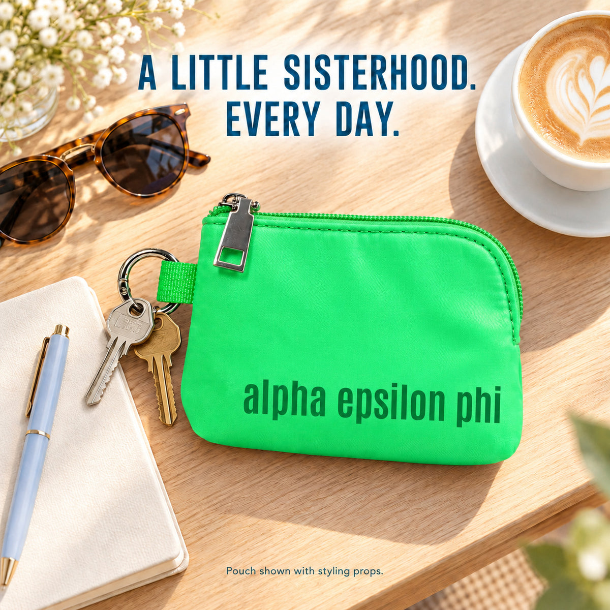 Alpha Epsilon Phi Zipper Wallet Pouch with Keyring