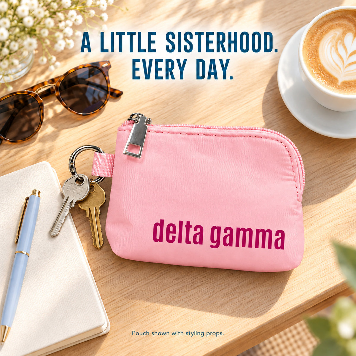 Delta Gamma Zipper Wallet Pouch with Keyring