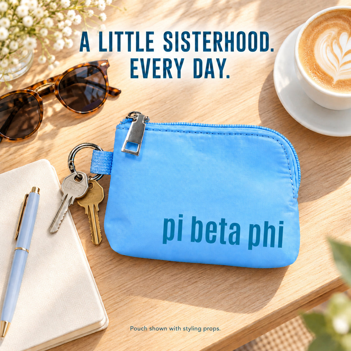 Pi Beta Phi Zipper Wallet Pouch with Keyring