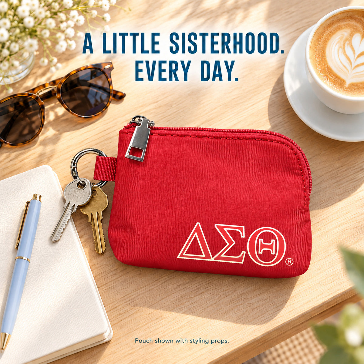 Delta Sigma Theta Zipper Wallet Pouch with Keyring