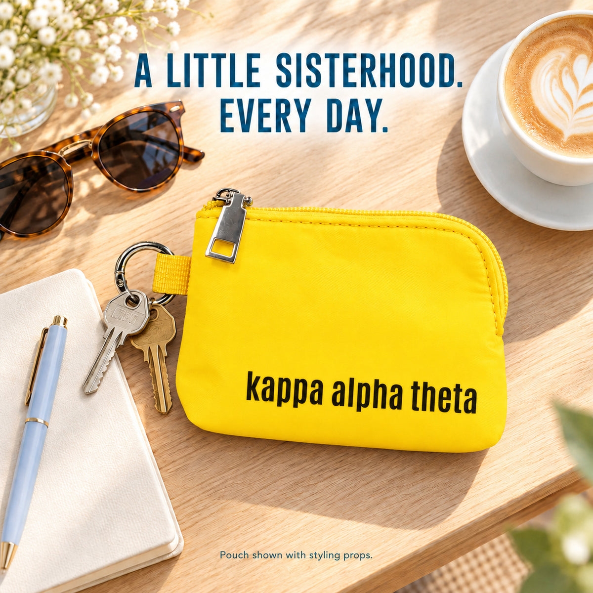 Kappa Alpha Theta Zipper Wallet Pouch with Keyring