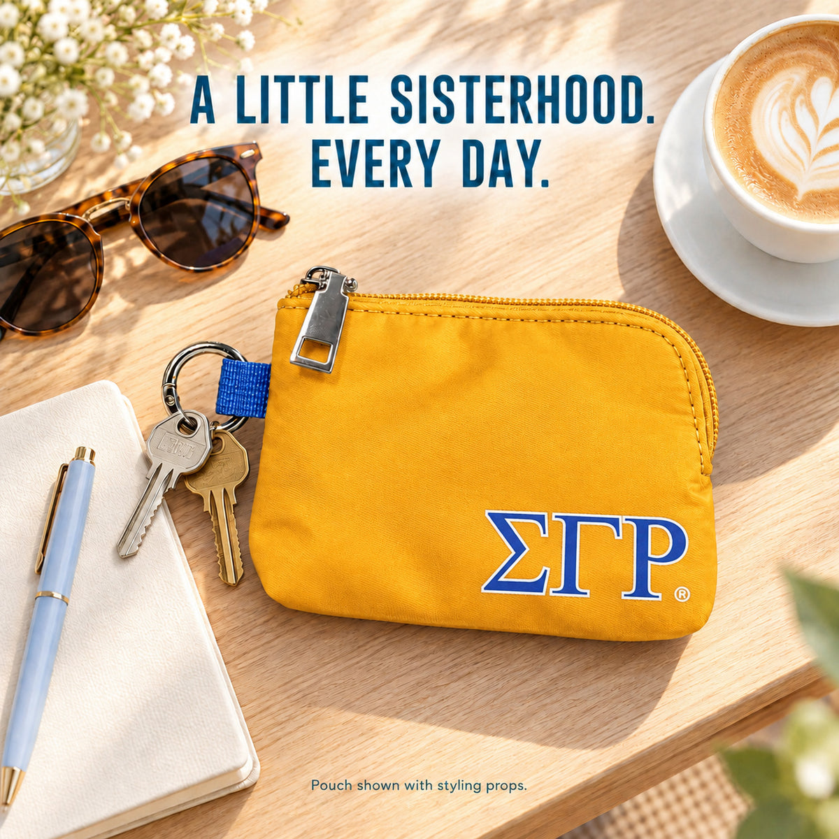 Sigma Gamma Rho Zipper Wallet Pouch with Keyring
