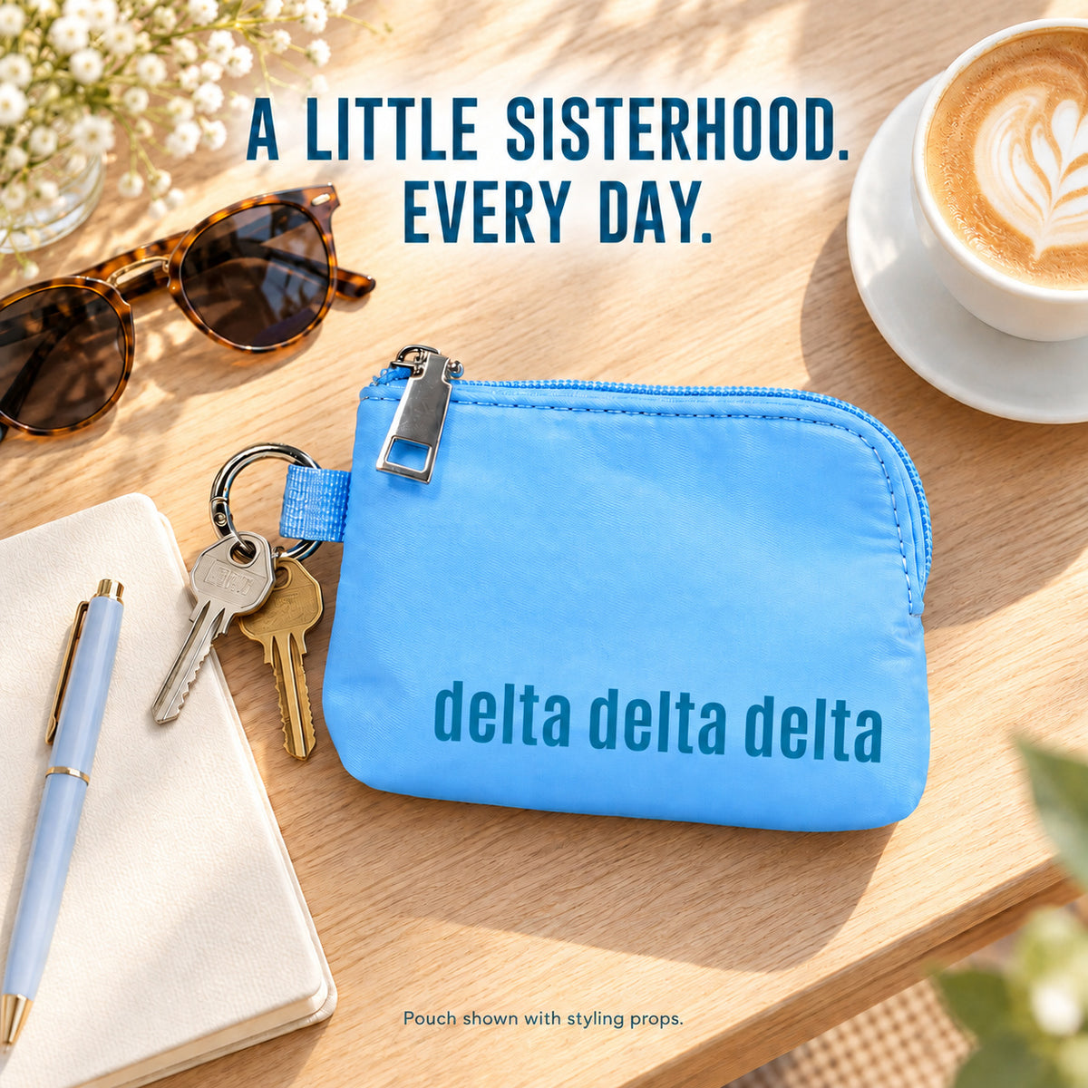 Delta Delta Delta Zipper Wallet Pouch with Keyring