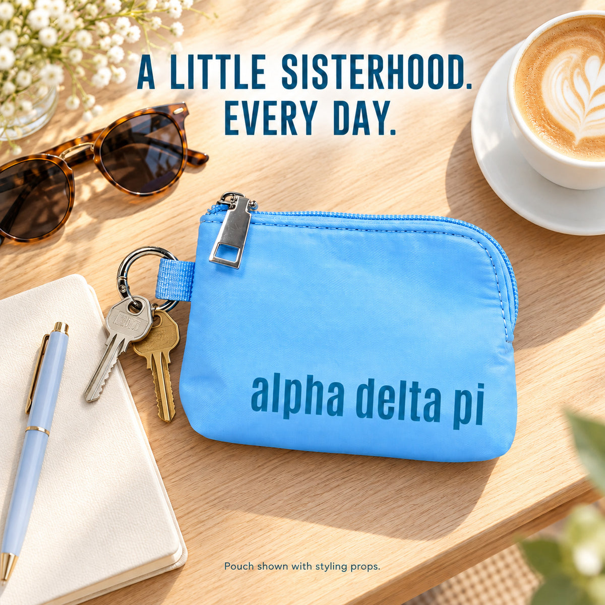 Alpha Delta Pi Zipper Wallet Pouch with Keyring