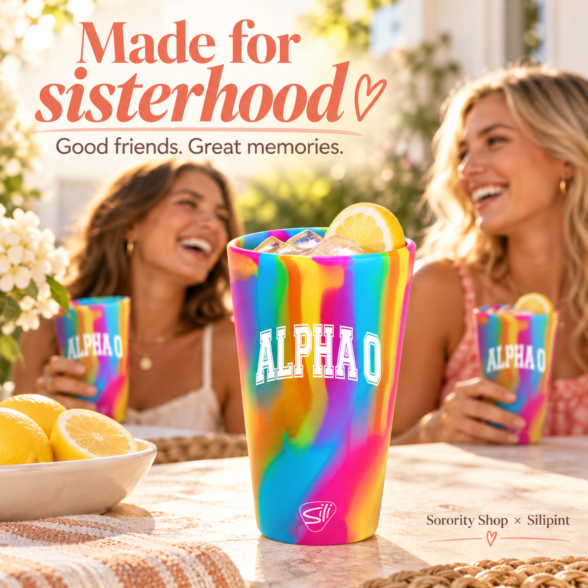 Sorority Shop x Silipint Alpha Omicron Pi 16oz Silicone Cup