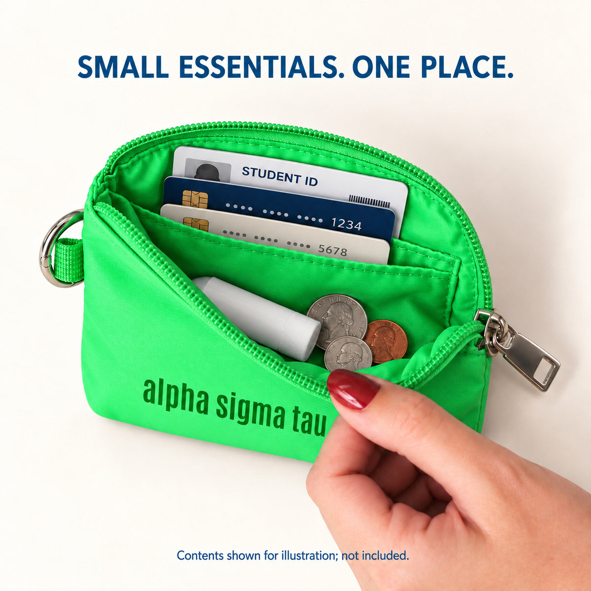 Alpha Sigma Tau Zipper Wallet Pouch with Keyring