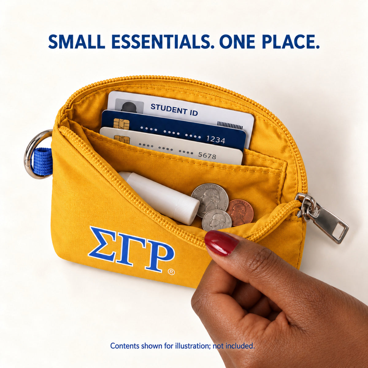 Sigma Gamma Rho Zipper Wallet Pouch with Keyring