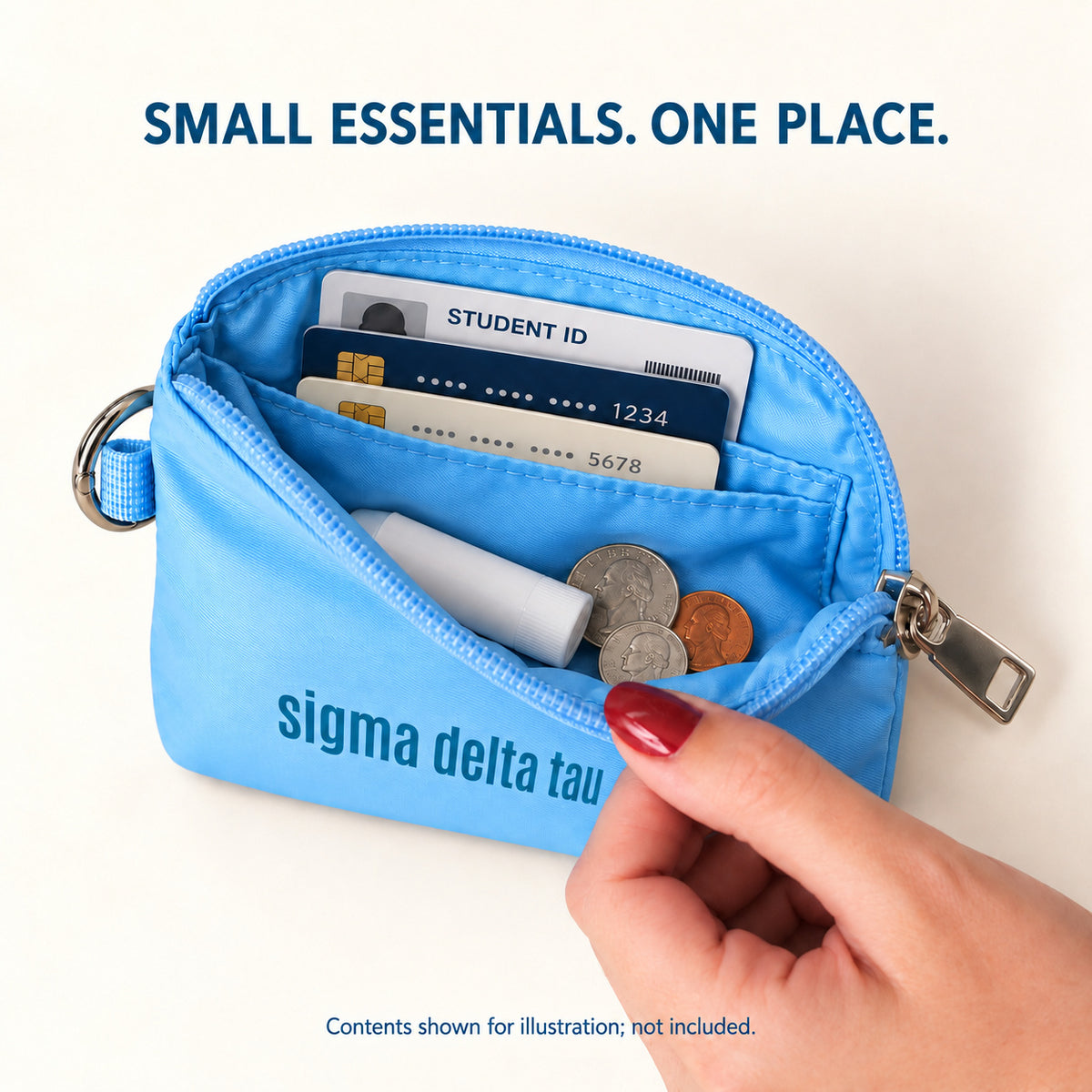 Sigma Delta Tau Zipper Wallet Pouch with Keyring