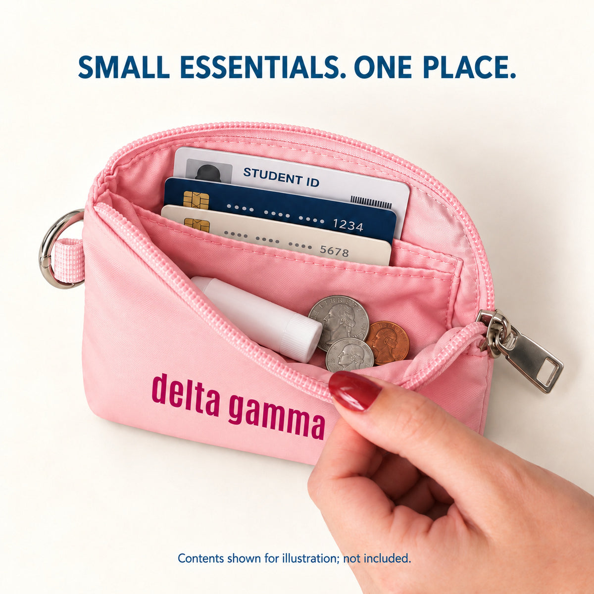 Delta Gamma Zipper Wallet Pouch with Keyring