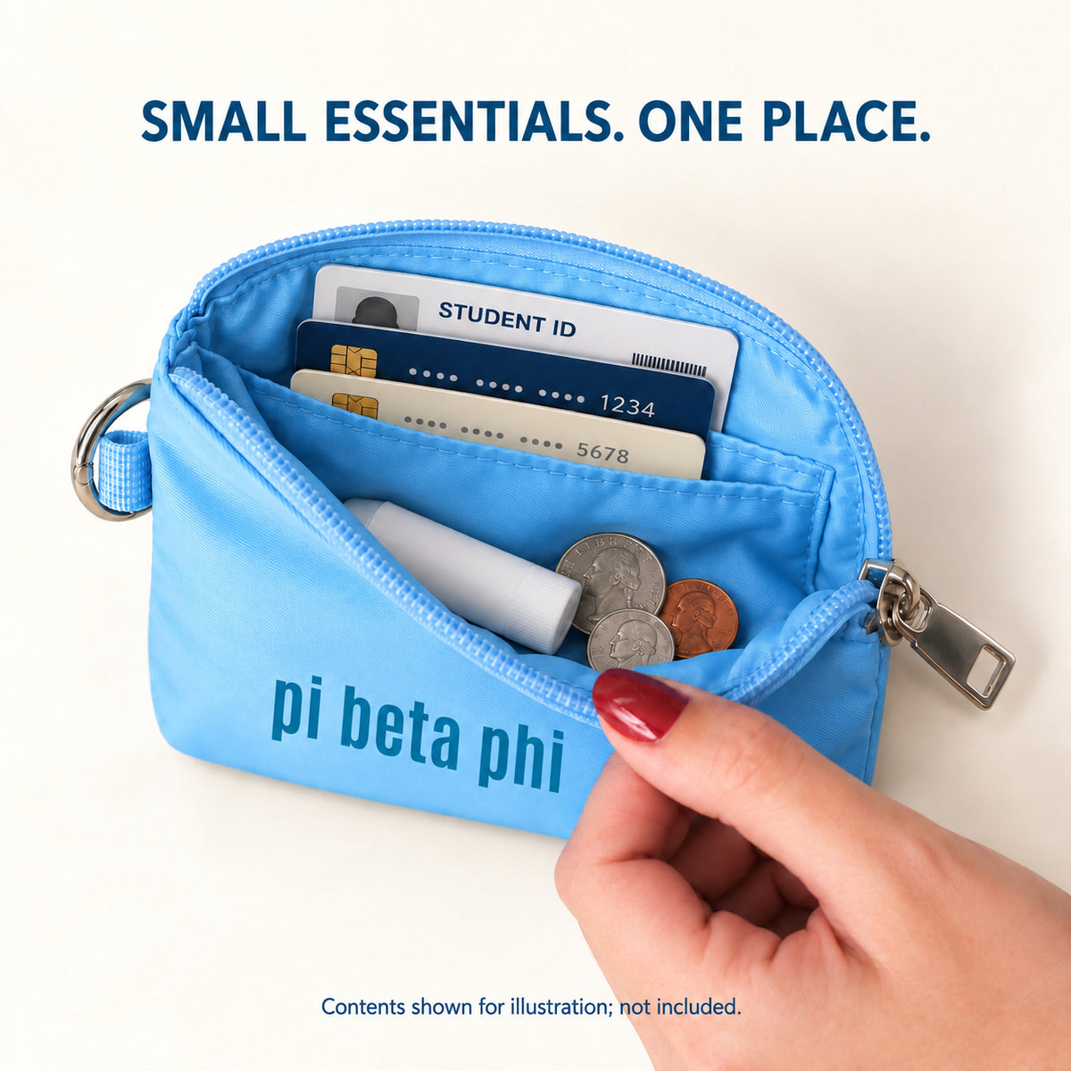 Pi Beta Phi Zipper Wallet Pouch with Keyring