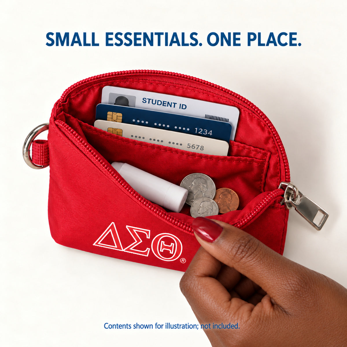 Delta Sigma Theta Zipper Wallet Pouch with Keyring