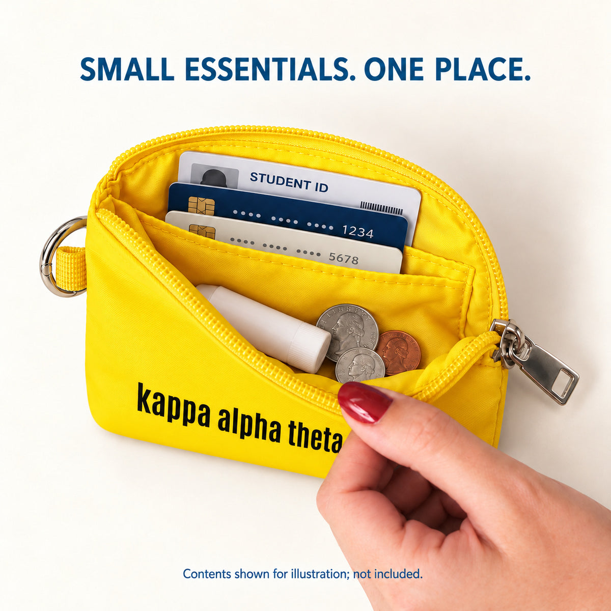 Kappa Alpha Theta Zipper Wallet Pouch with Keyring
