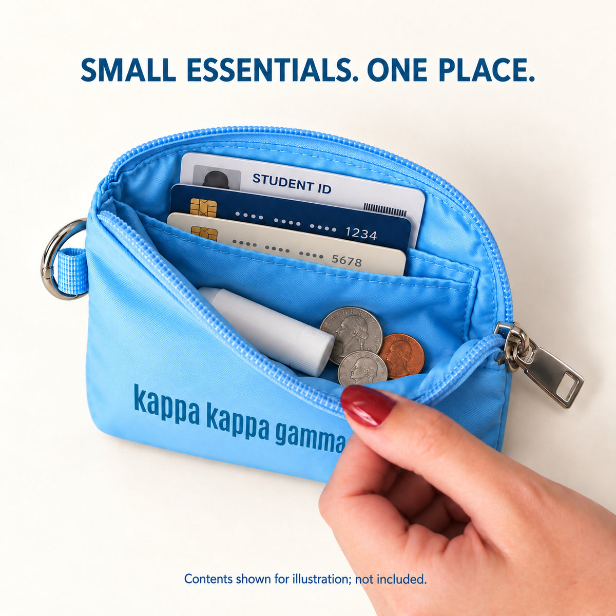 Kappa Kappa Gamma Zipper Wallet Pouch with Keyring