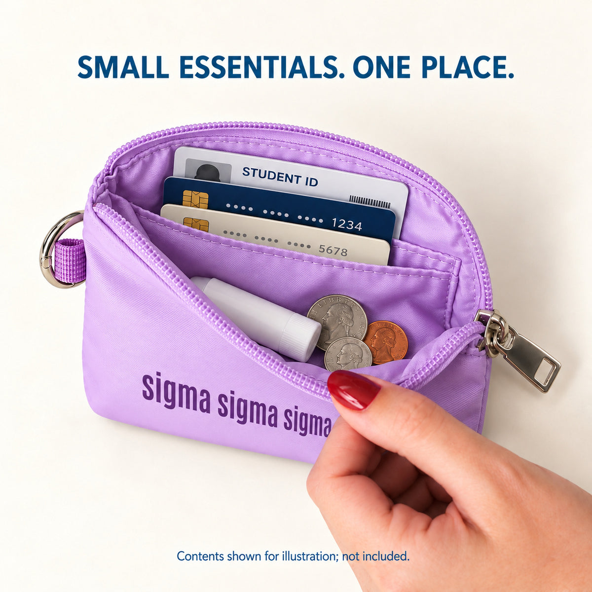 Sigma Sigma Sigma Zipper Wallet Pouch with Keyring